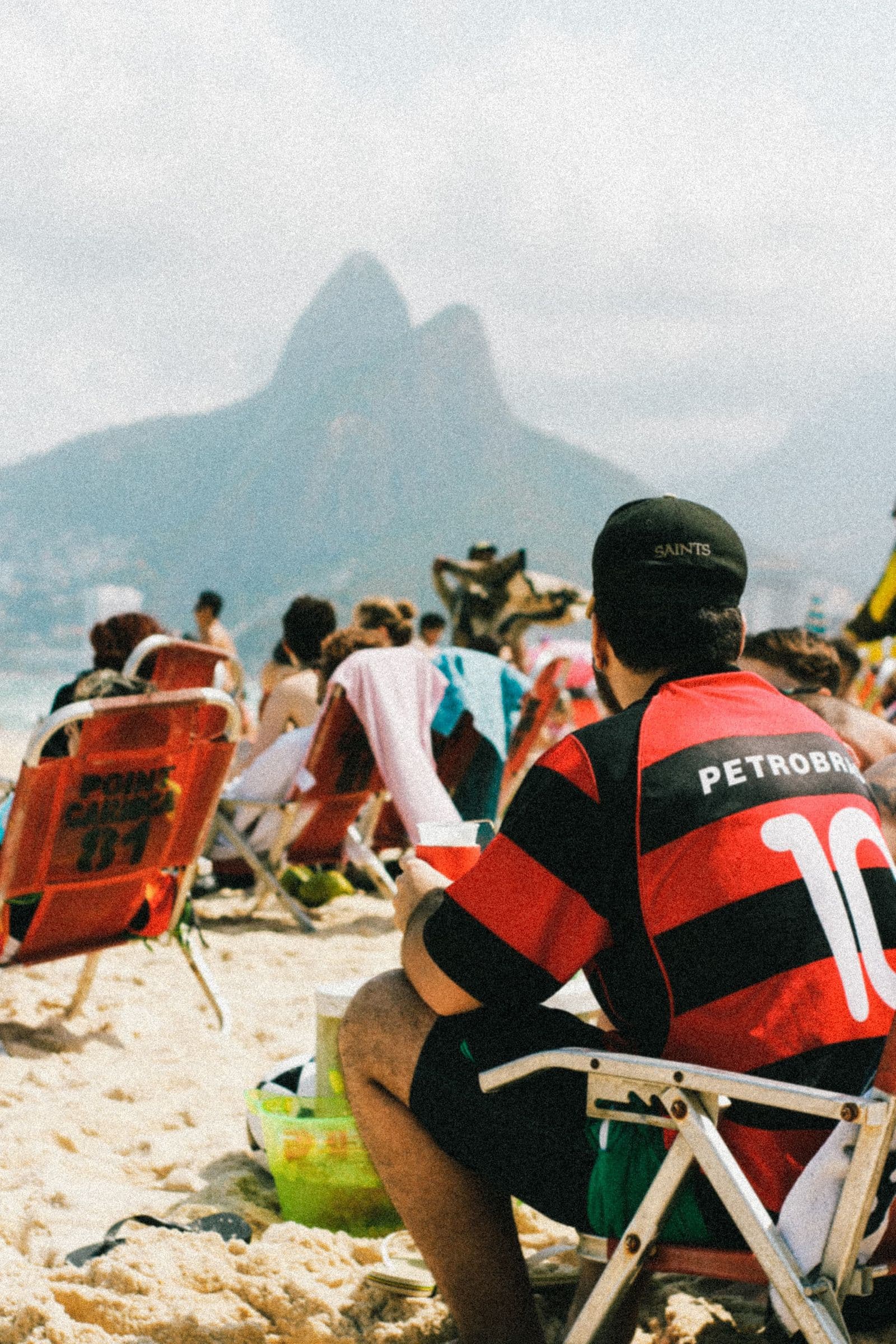 Locals enjoying a clifftop viewpoint over Rio de Janeiro